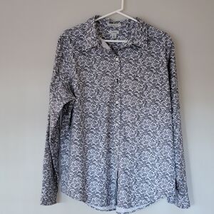 L. L.Bean Black and White Floral Shirt XL Cotton